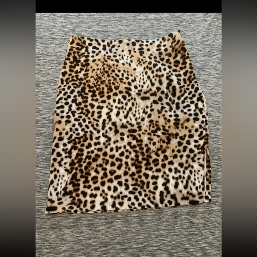 worthington womens size 6p mini‎ pencil skirt leopard print